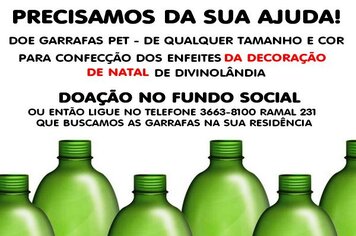 Fundo Social de Divinolândia arrecada garrafas PET para decoração de Natal