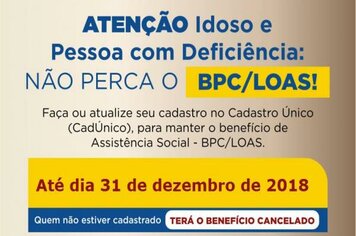 Beneficiários do BPC têm até fim do ano para inscreverem-se no Cadastro Único