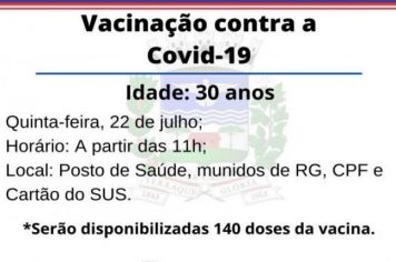 Vacinação contra Covid-19, quinta-feira, 22 de julho