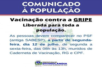 Vacinação contra a gripe liberada para toda a população