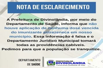 Informação sobre aplicação de doses vencidas do imunizante astrazeneca no município é falsa
