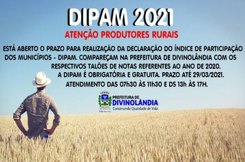 Produtores rurais devem fazer a DIPAM - Declaração do Índice de Participação dos Municípios