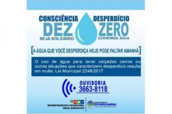 Prefeitura e Departamento Municipal de Meio Ambiente iniciam ação preventiva de economia e uso consciente da água 