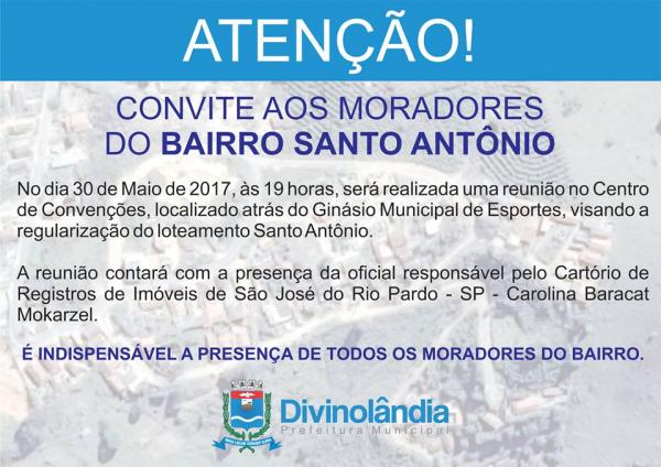 Convite aos Moradores do Bairro Santo Antônio