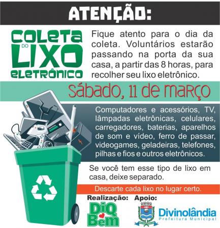 Atenção: Coleta de Lixo Eletrônico em Divinolândia