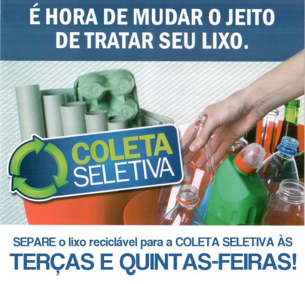 Coleta seletiva será realizada nas terças e quintas-feiras