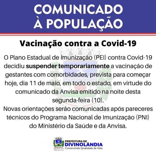 Suspensa temporariamente vacinação de gestantes com comorbidades