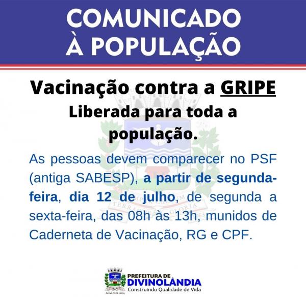 Vacinação contra a gripe liberada para toda a população