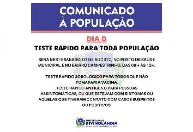 Dia D - Teste rápido para toda população