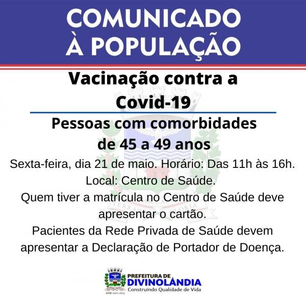 Pessoas com comorbidades de 45 a 49 anos