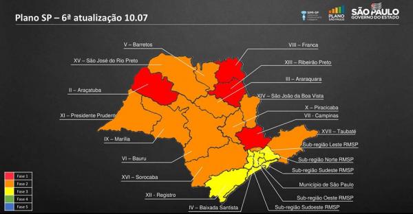 6ª atualização do Plano SP: Divinolândia ainda permanece na fase Laranja; sem alterações na abertura do comércio