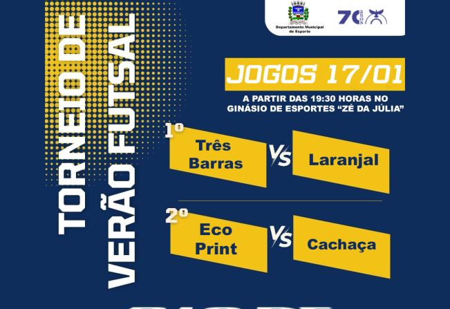  CAMPEONATO MUNICIPAL FUTSAL FÉRIAS - JOGOS DIA 17/01/2024