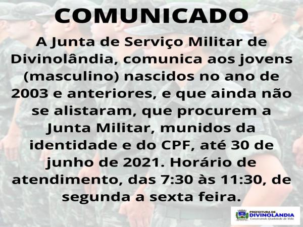 Comunicado da Junta de Serviço Militar de Divinolândia